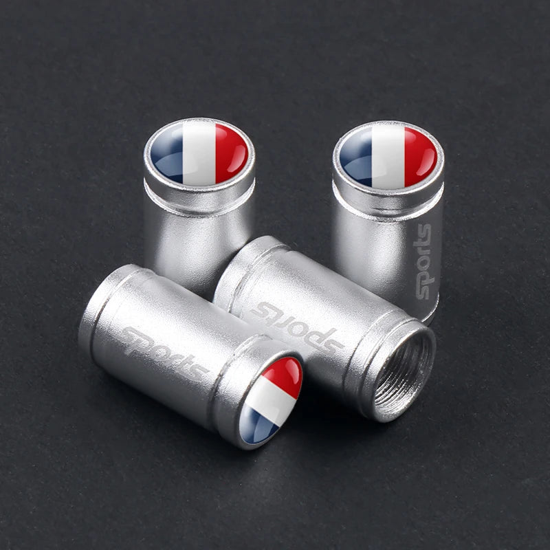 4er Set Aluminium Ventilkappen mit Länderflaggen Auto Reifen Zubehör