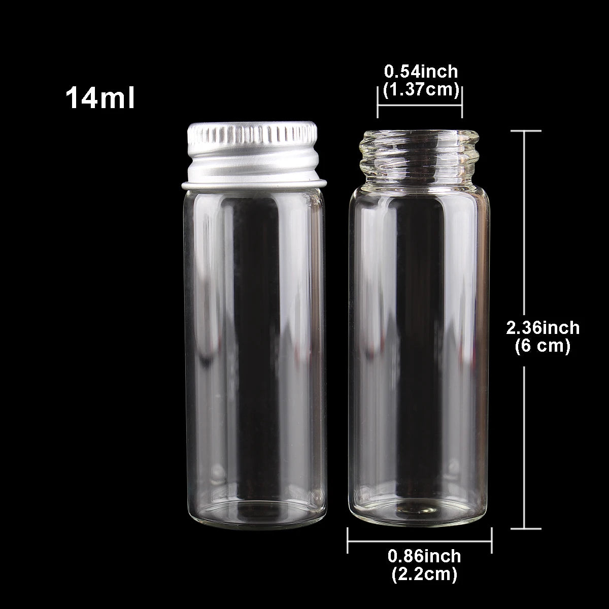 10 Stück Mini Glasflaschen mit Aluminiumdeckel 5 bis 30 ml in 9 Größen
