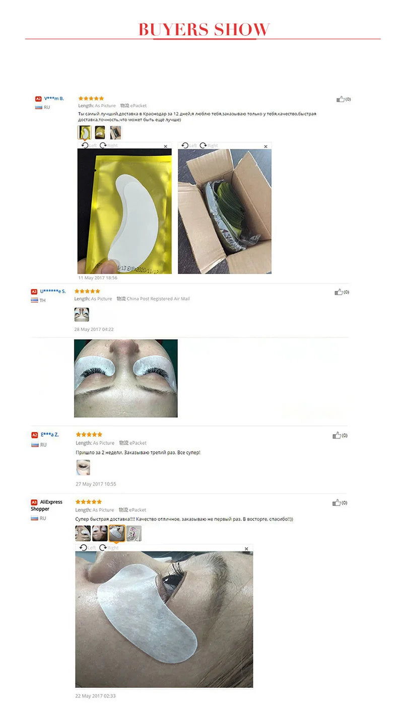 Hydrogel Augenpflaster für Wimpernverlängerung 50 bis 1000 Stück