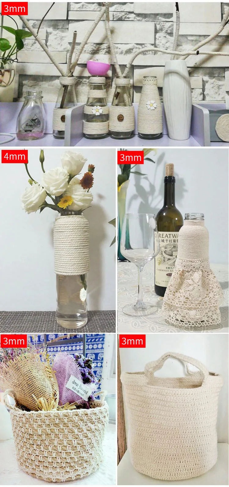 Handgemachte Makramee Baumwoll Schnur für DIY Dekoration-Yabubest - Home & More