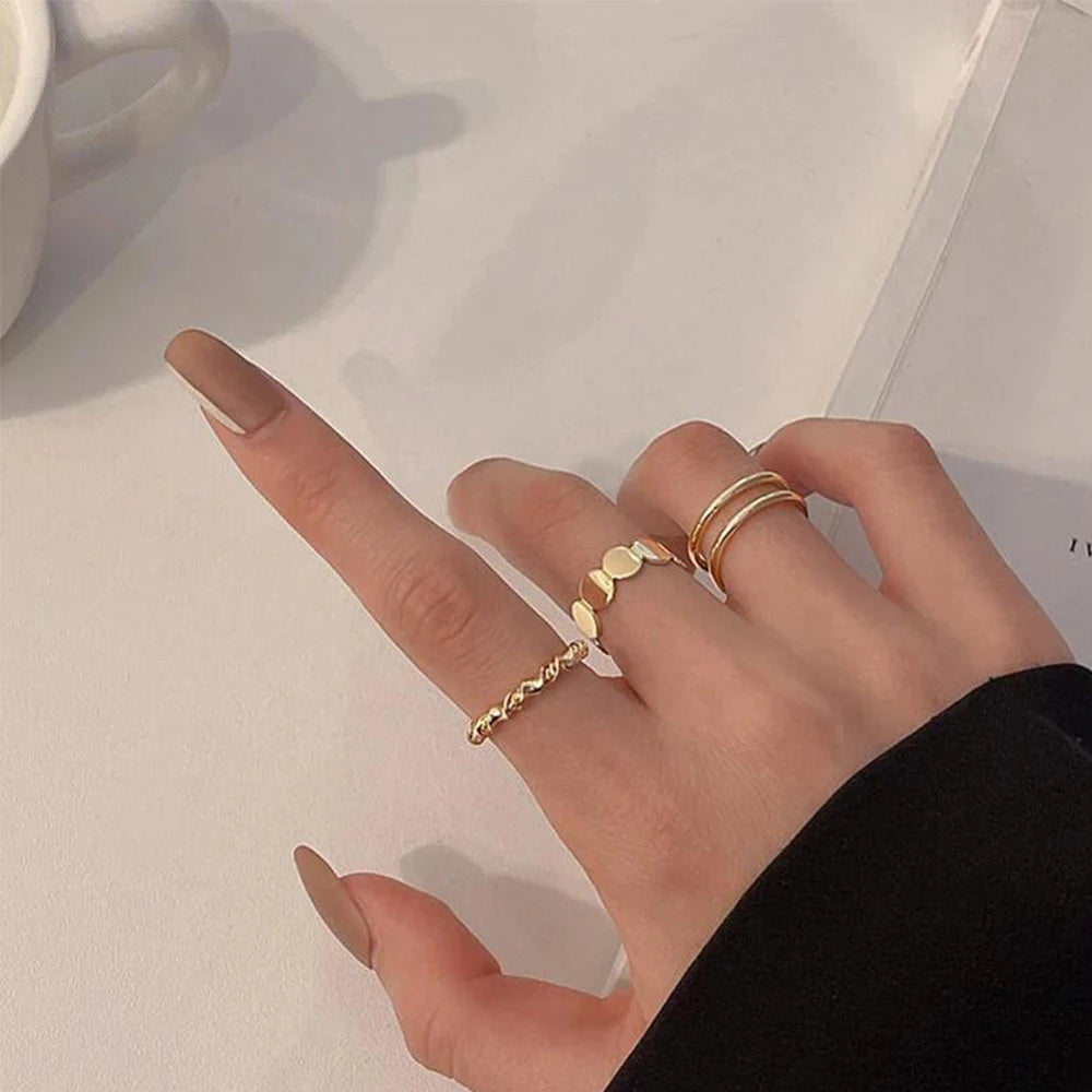 Vintage Silberfarbene Herzschmuck Ringe Set für Damen und Herren