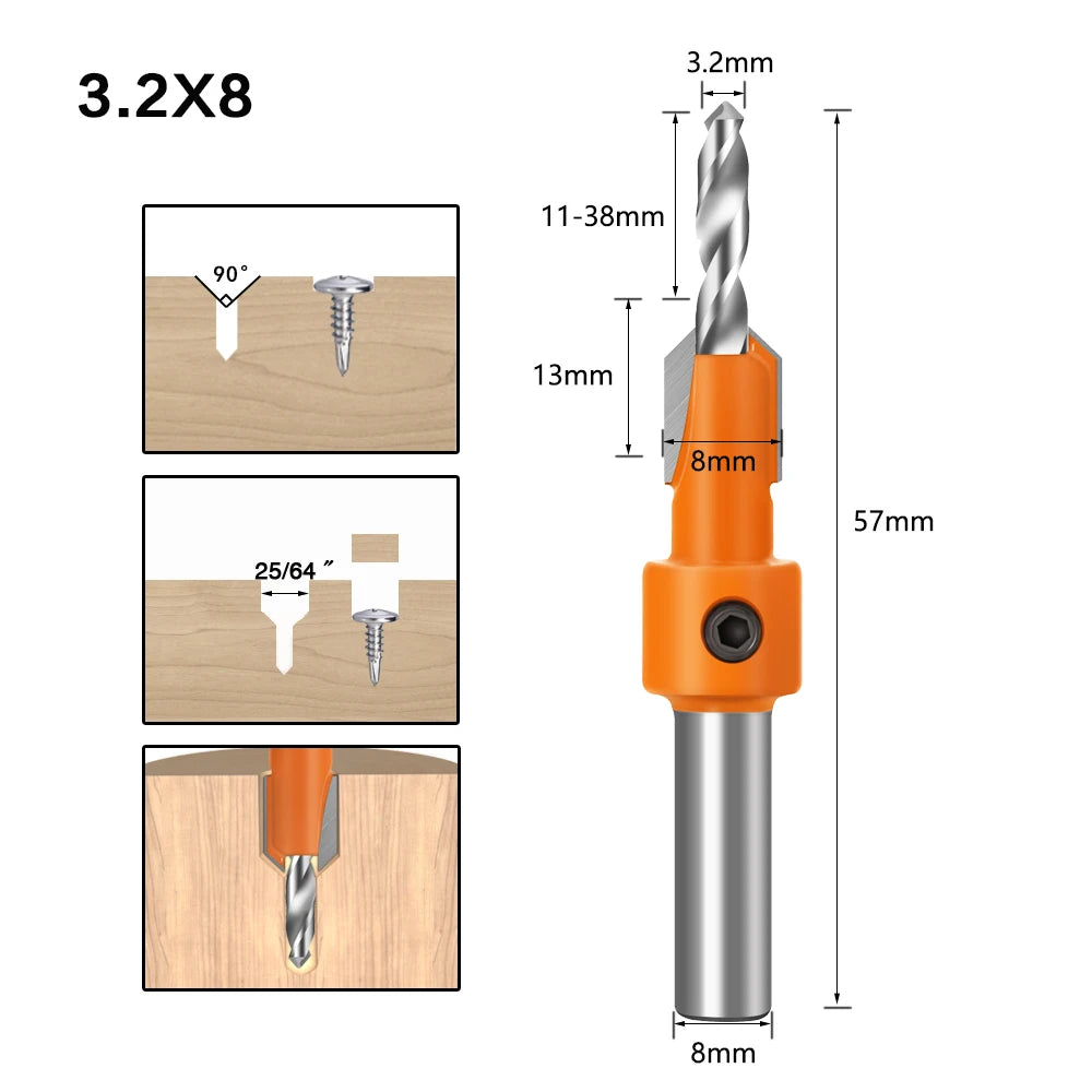 HSS Senker Router Bit mit 8mm Schaft für präzise Holzbearbeitung