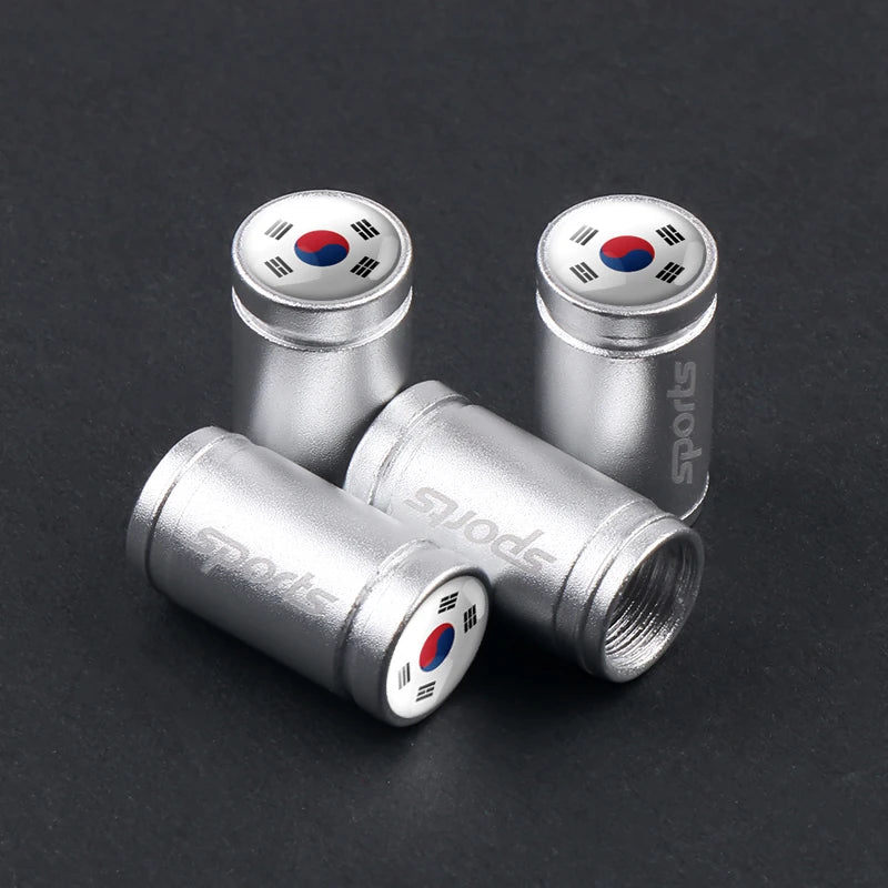 4er Set Aluminium Ventilkappen mit Länderflaggen Auto Reifen Zubehör