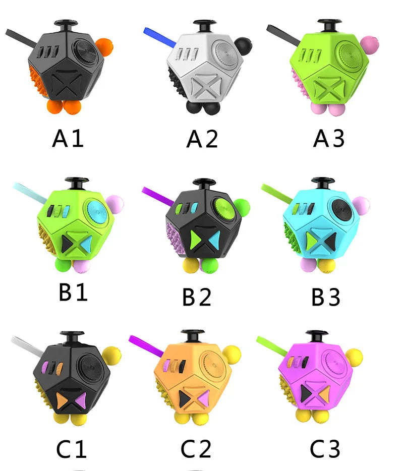 Fidget Cube EDC Antistress Würfel mit 12 Seiten für Fokus und Entspannung