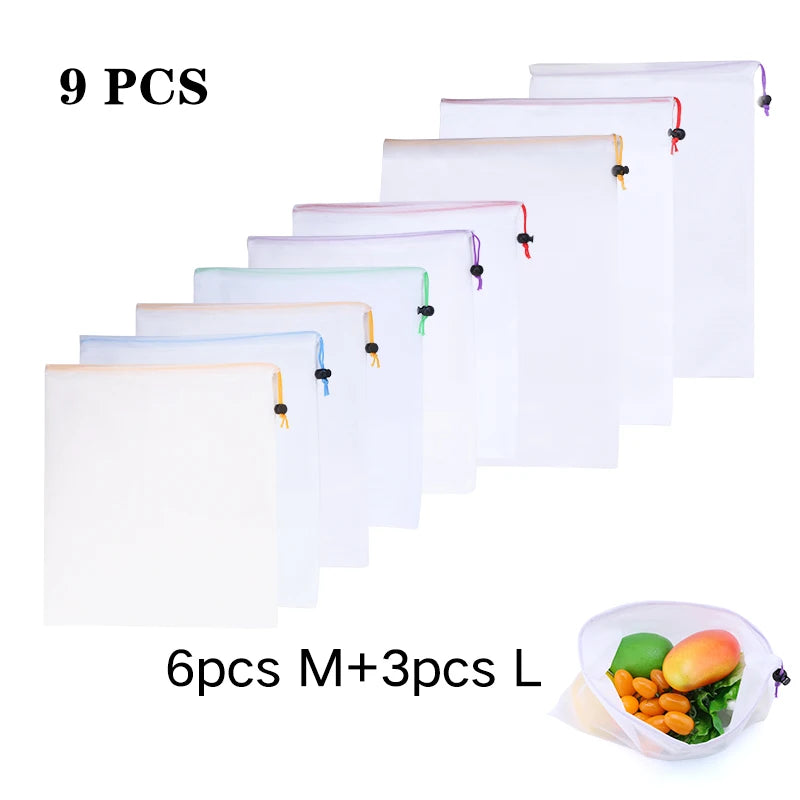 Wiederverwendbare Netzbeutel für Obst Gemüse und Spielzeug