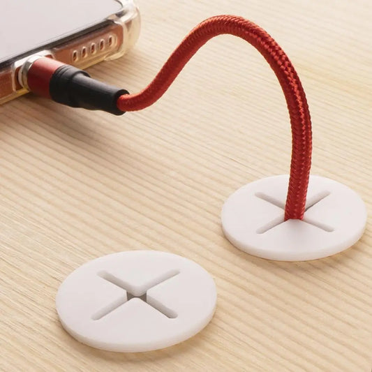Flexible Kabeltülle Silikon Schreibtisch – Kabel-Organizer, Rund, Weiß