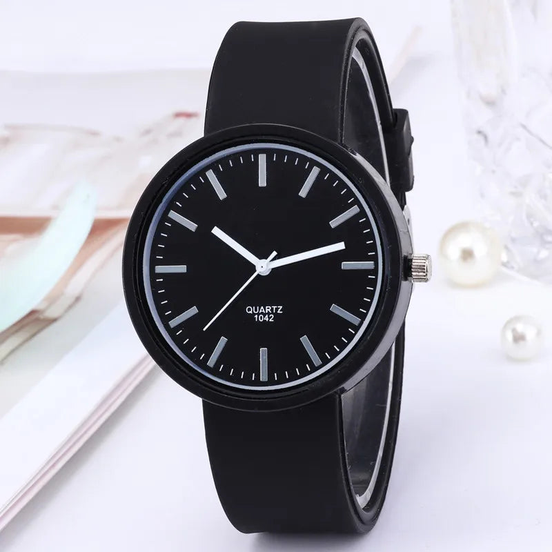 Stilvolle Damen Quarz Armbanduhr - Weißes Silikon Gelee Design