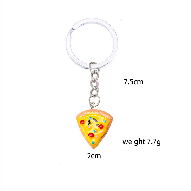Unisex 6-teilig Schlüsselanhänger Set mit süßem Pizza-Anhänger Metalllegierung