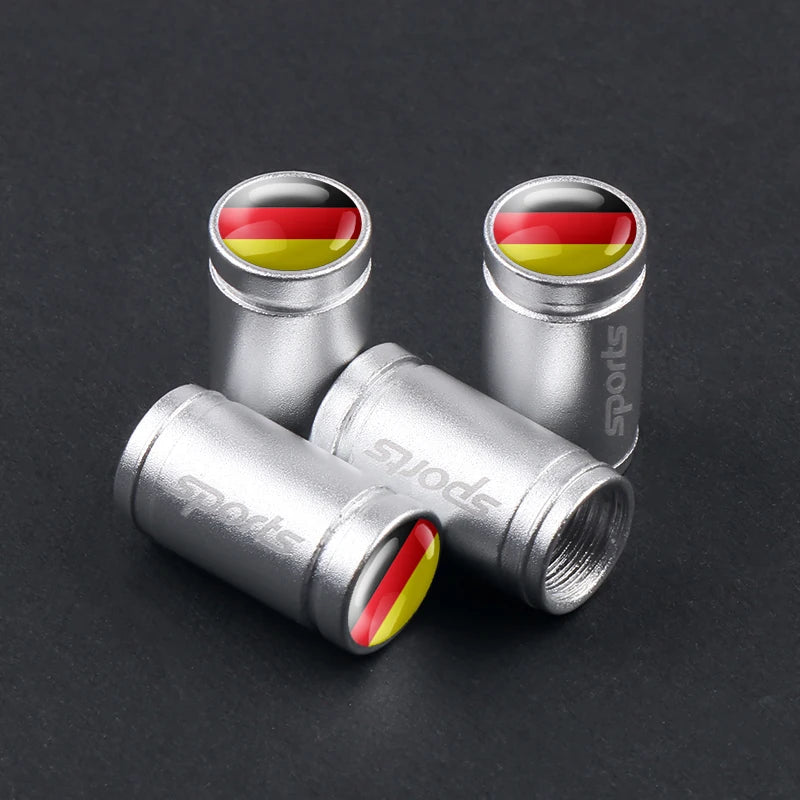 4er Set Aluminium Ventilkappen mit Länderflaggen Auto Reifen Zubehör