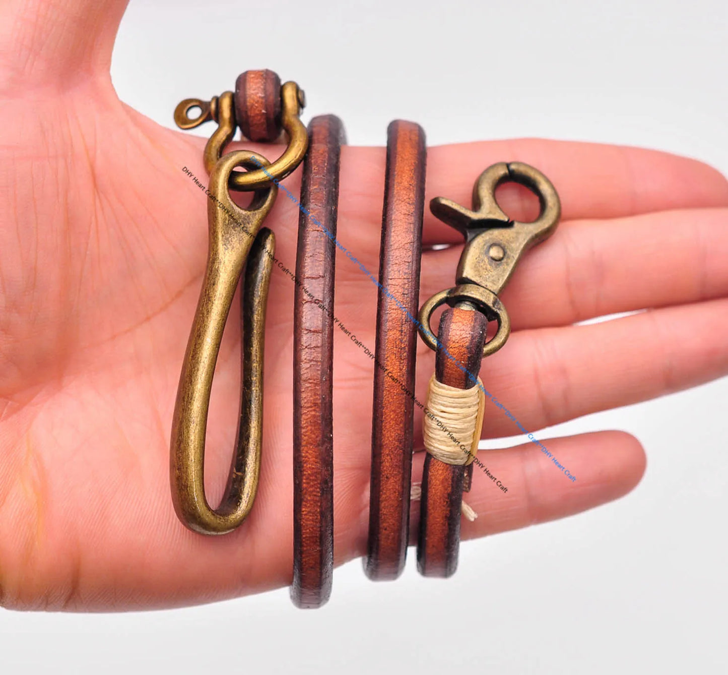 Handgemachter brauner Leder Schlüsselanhänger lange Brieftaschenkette-Yabubest - Home & More