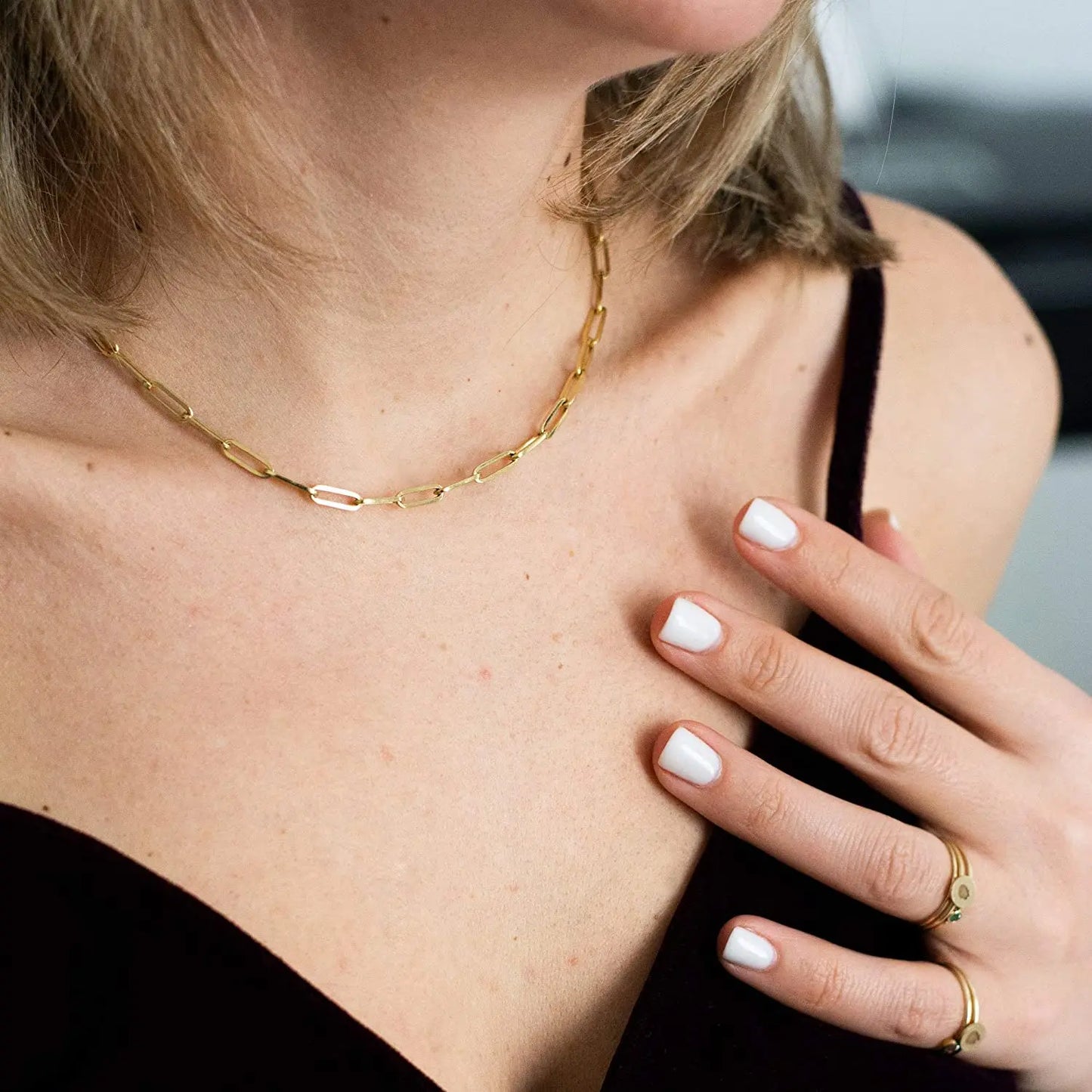 Orsa Jewels 14K vergoldete 925er Sterlingsilber Halskette Büroklammer