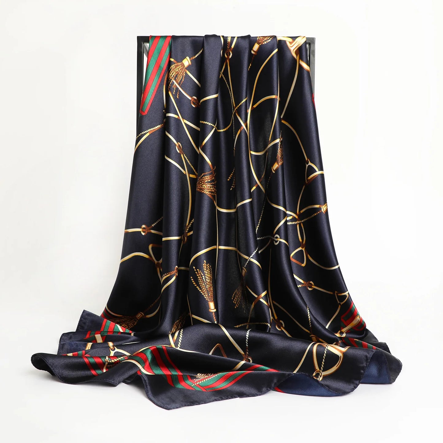 2024 seide Schal Quadrat Schal Für Frauen Drucken Stirnband Foulard Satin Hijab Haar Bands Halstuch Weibliche Kopf Wraps Bandana