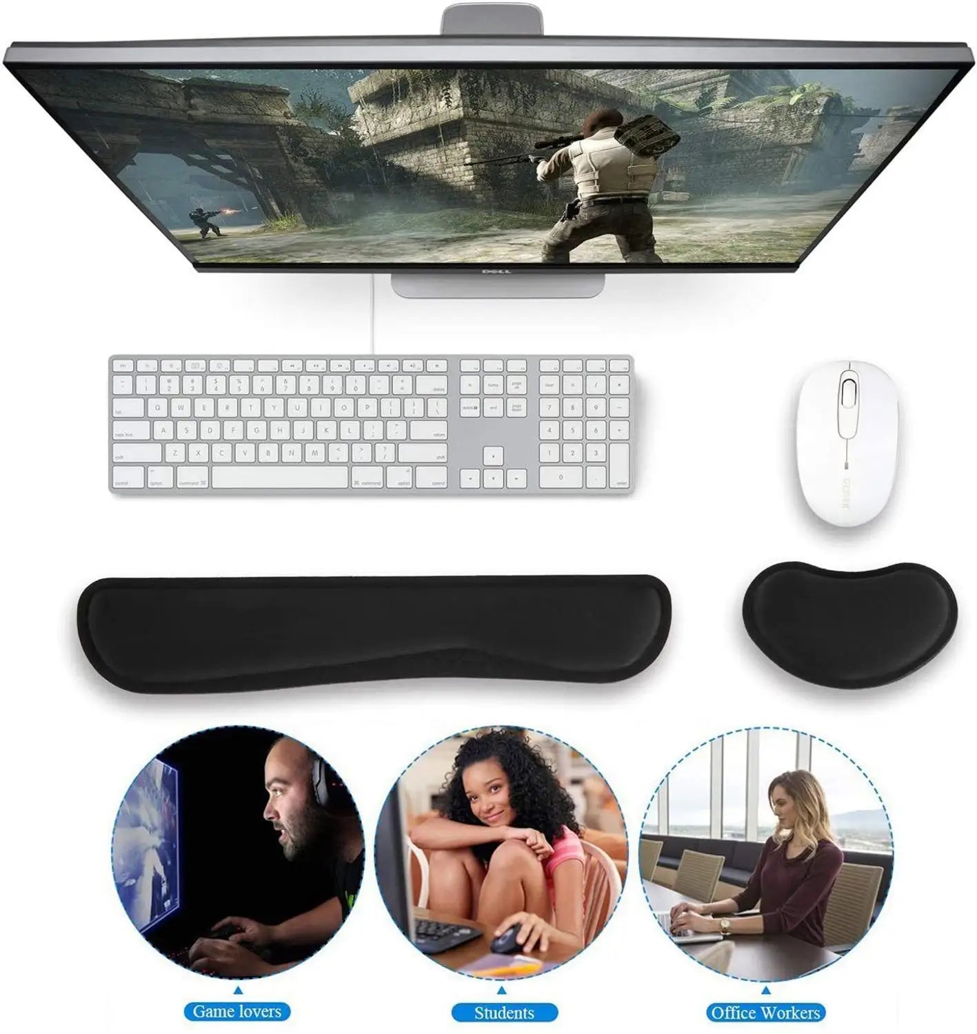 Ergonomisches Mauspad mit Handgelenkstütze für PC, Laptop, Büro - Gaming