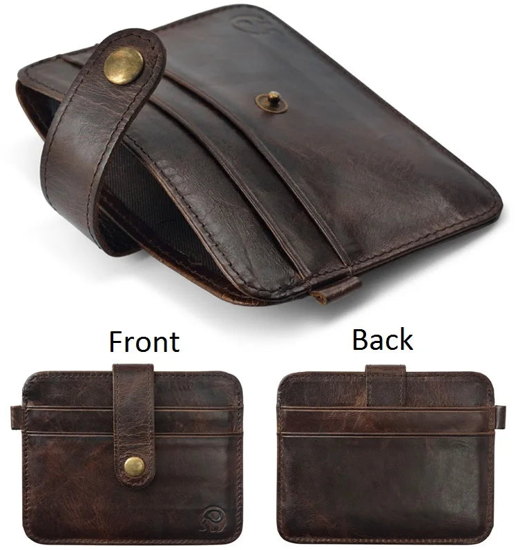 Schlanke Herren Brieftasche aus echtem Leder mit Kartenhalter - Münztasche