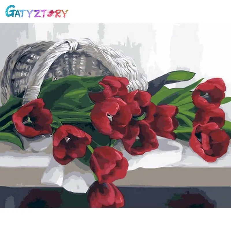 Gatyztory 40x50cm Ölgemälde durch Zahlen Blumen Leinwand