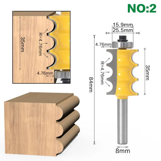 2-teiliges 8mm Schaft Fräser Set mit Triple Perle und Triple Flöte für Holz