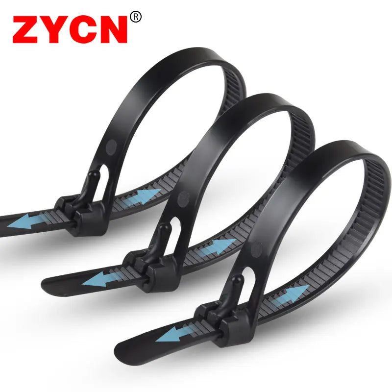 100x wiederverwendbare Nylon Kabelbinder schwarz 8x150-450 mm lösbar