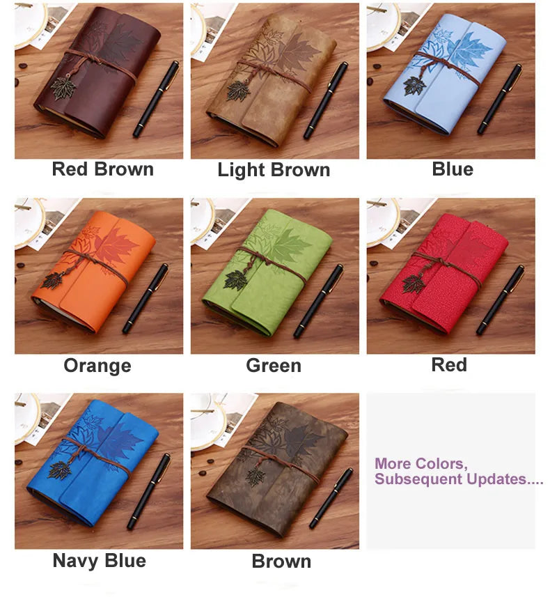 Vintage Notizbuch A5 A6 A7 aus Kunstleder mit blanko Seiten-Yabubest - Home & More