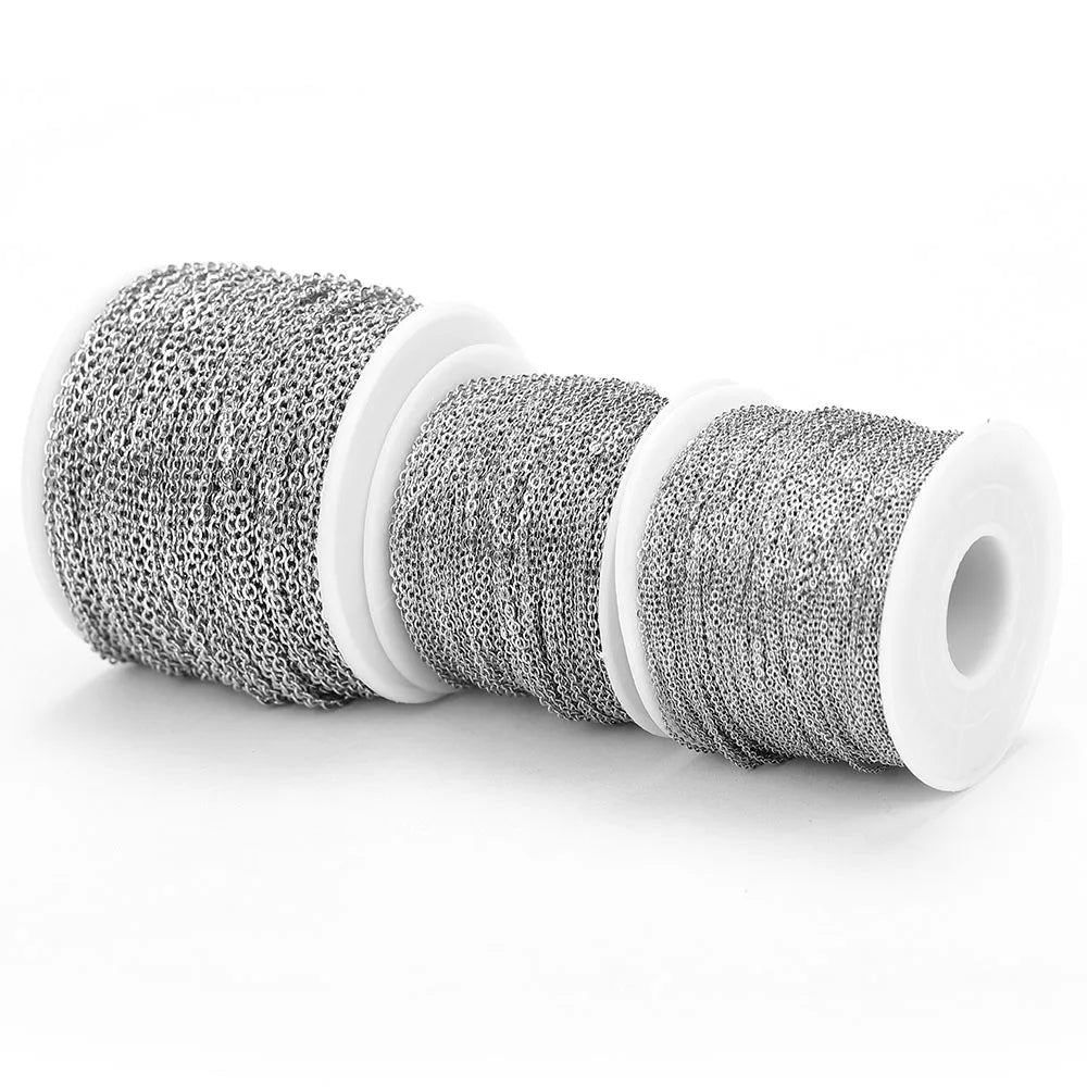 Edelstahlkette 10 Meter für DIY Schmuck 1mm 1.5mm 2mm Gold Silber