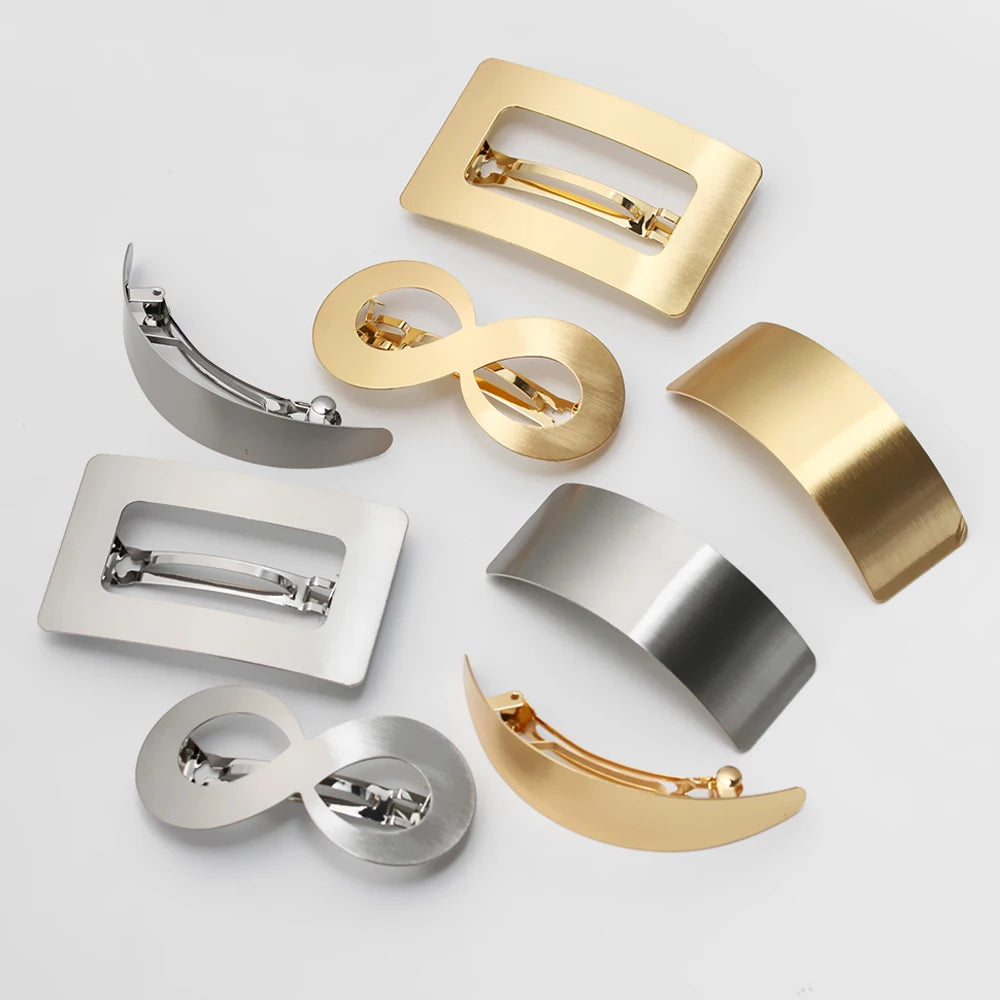 Elegante geometrische Metall-Haarspange in Quadrat - Rechteck – stylisch - stabil