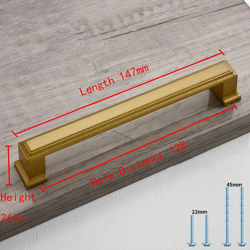 Mattgoldener Aluminium Möbelgriff 96-192mm Modern - Robust