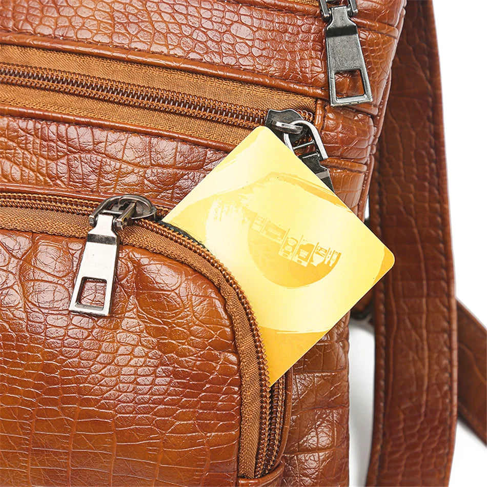 Multi Taschen Casual Schultertaschen Frauen Retro Flap Handtasche