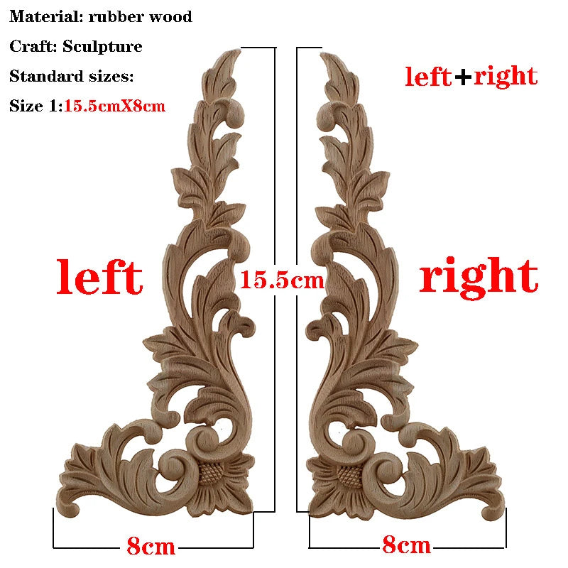 Handgeschnitzte Holzapplikation mit floralem Design