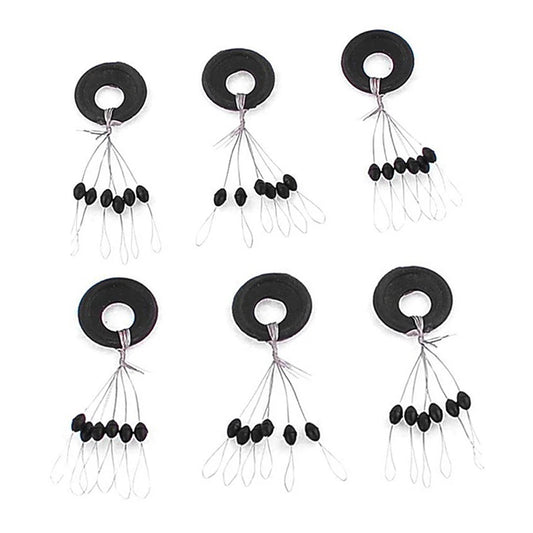 60er Set Schwarze Gummi Space Beans – Elastische Stopper für präzises Angeln