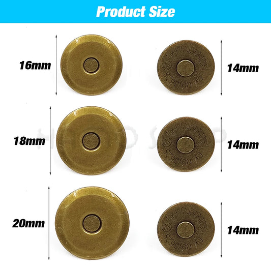 Magnetische Metall Druckknopfverschlüsse 16-20mm für Nähen - Basteln