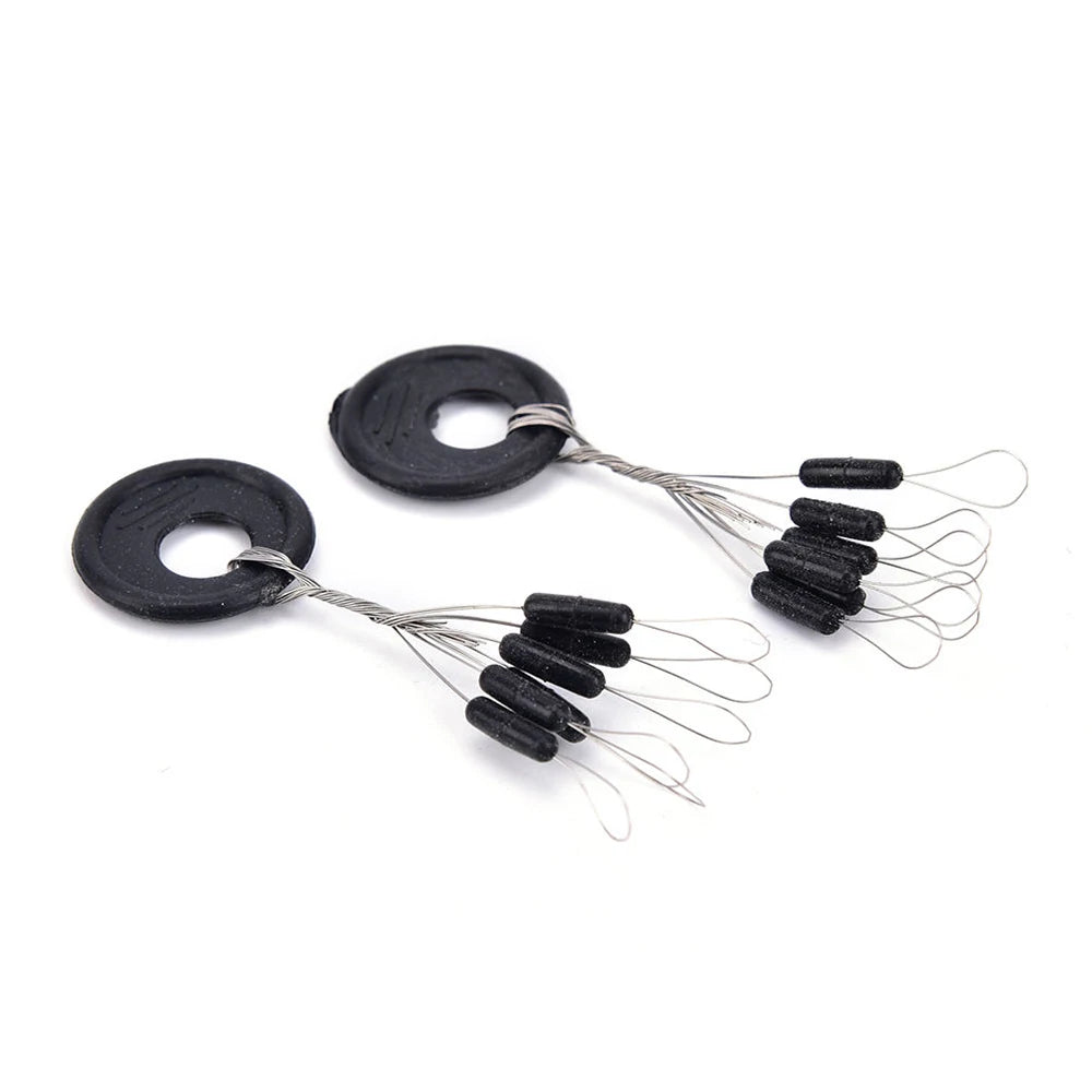 60er Set Schwarze Gummi Space Beans – Elastische Stopper für präzises Angeln