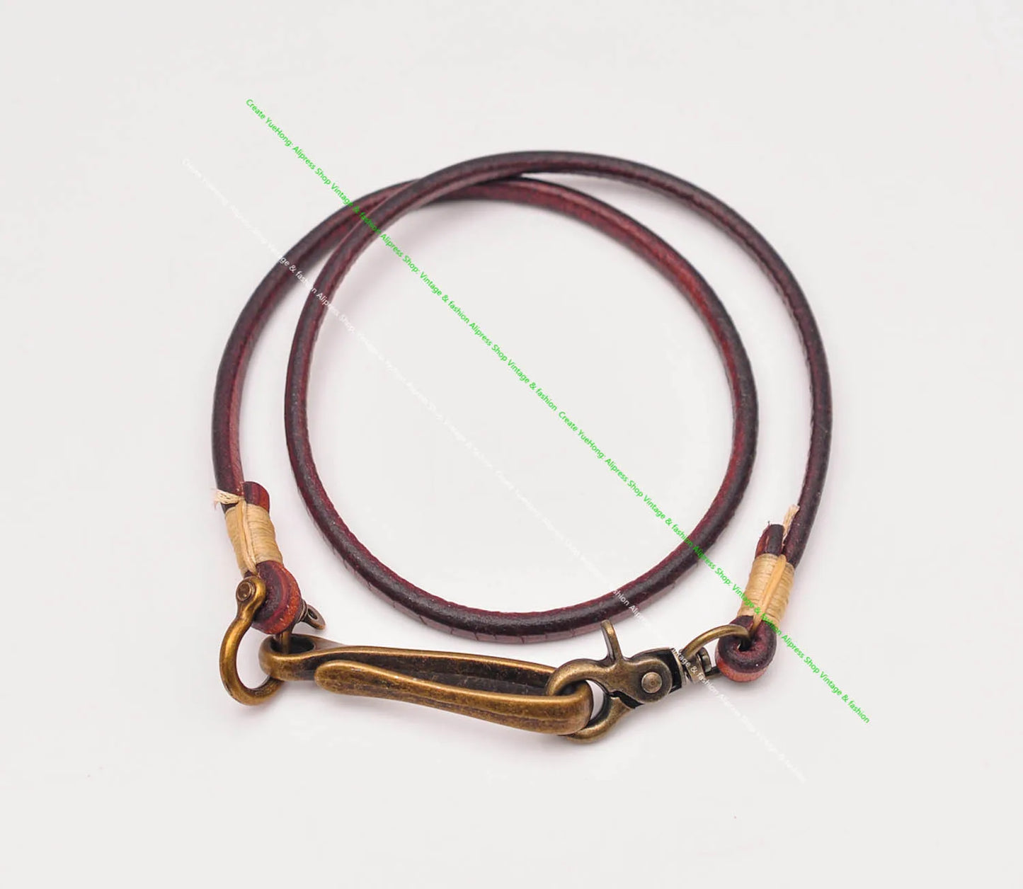 Handgemachter brauner Leder Schlüsselanhänger lange Brieftaschenkette-Yabubest - Home & More