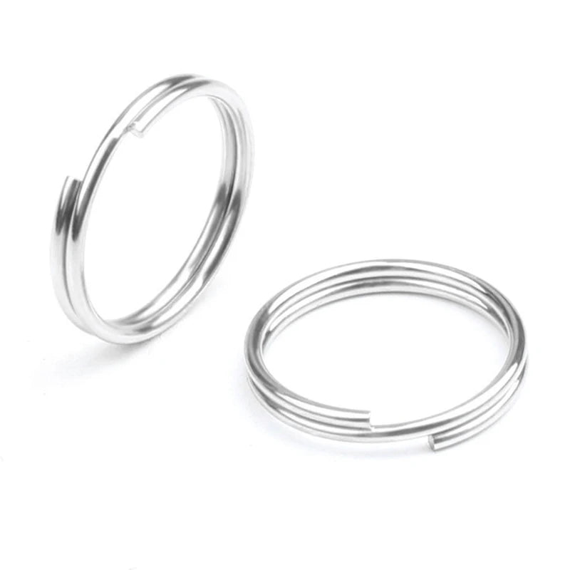 100x Schlüsselanhänger Edelstahl 6-20 mm DIY Verbinder rund silberfarbend