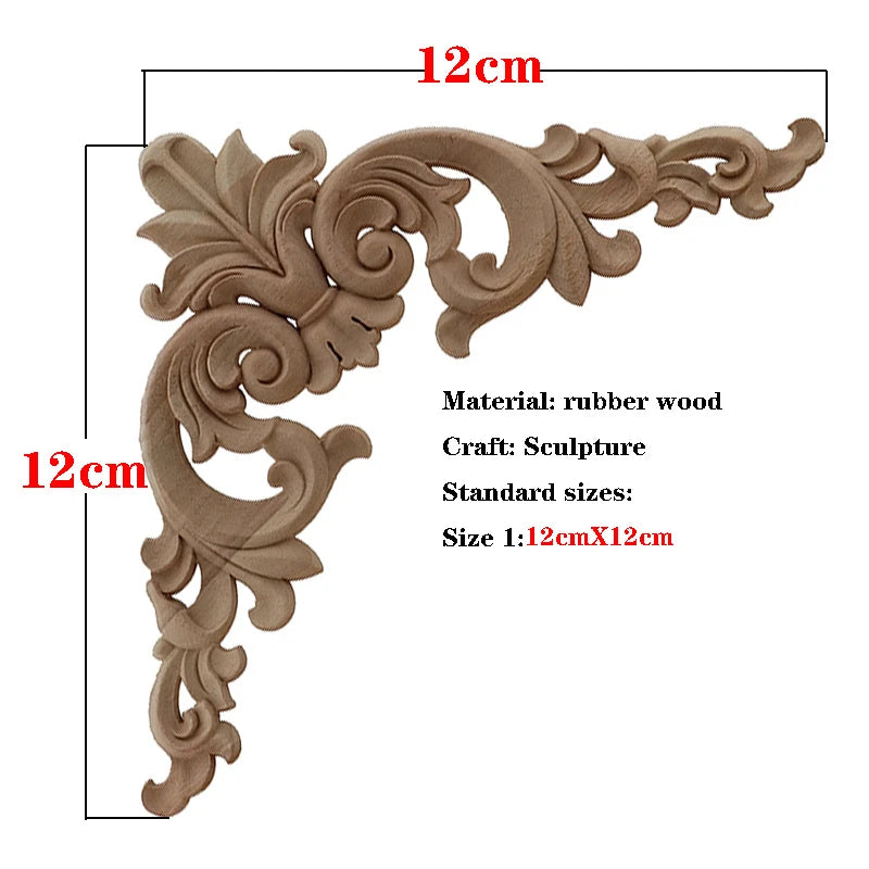 Handgeschnitzte Holzapplikation mit floralem Design