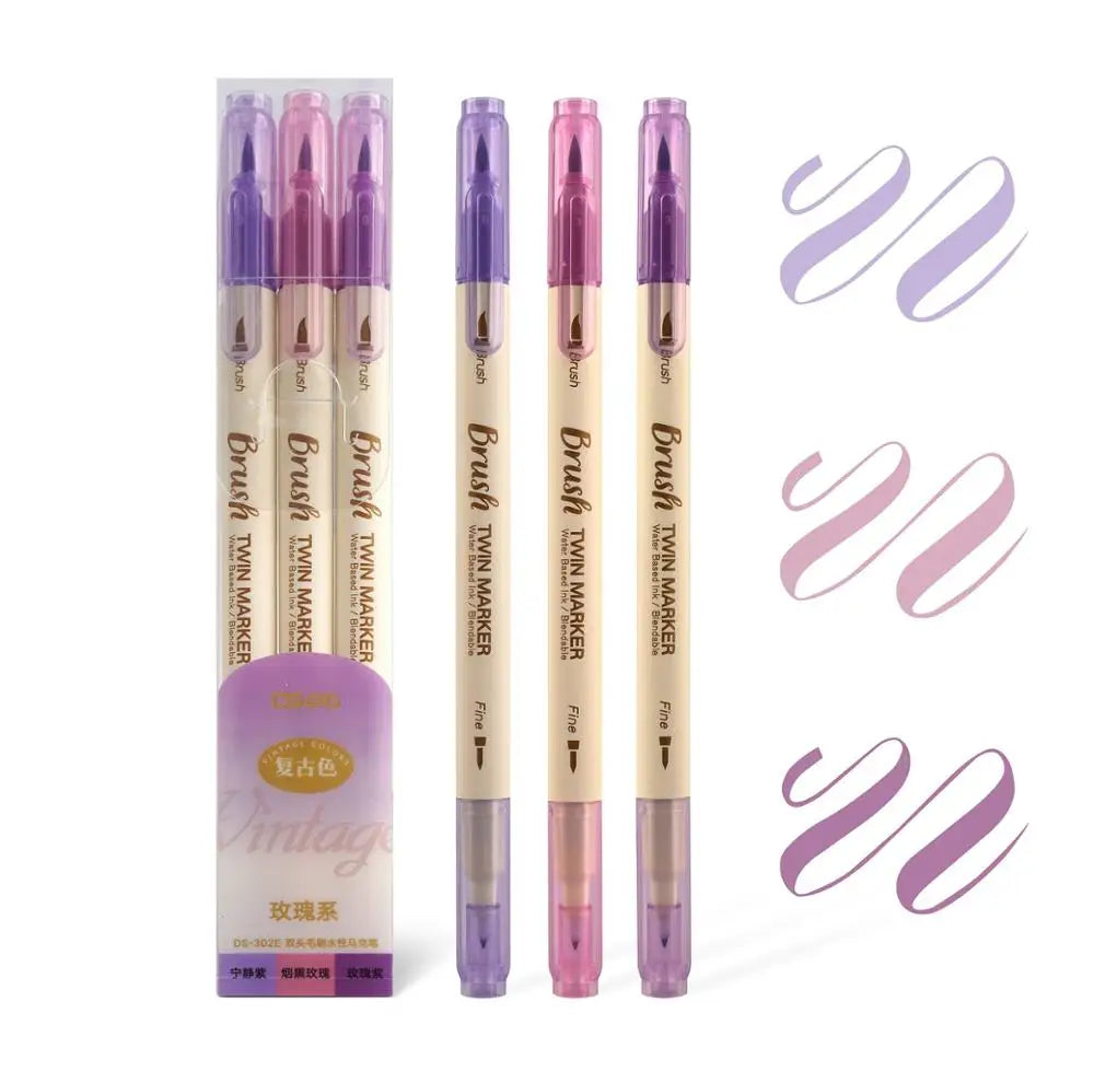 3-teiliges Set Dual-Ended Pinselmarker für kreative Aquarell Zeichnungen