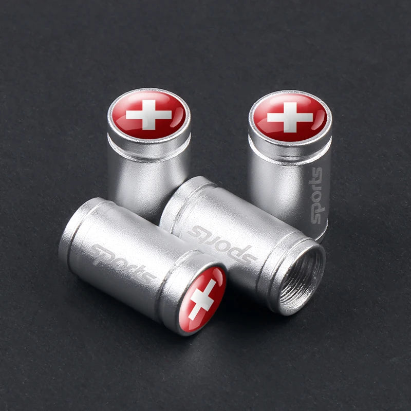 4er Set Aluminium Ventilkappen mit Länderflaggen Auto Reifen Zubehör