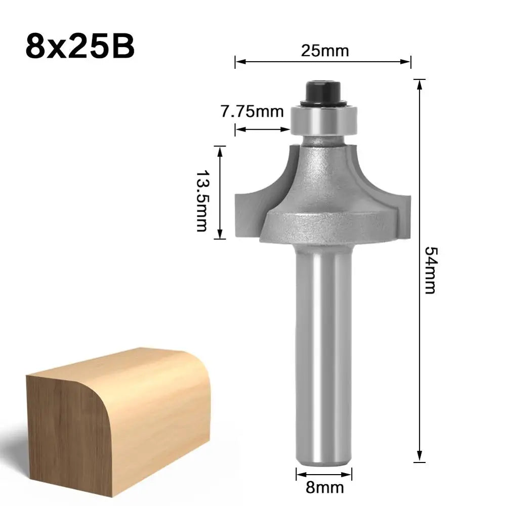 3-teiliges 8mm Schaft Router Bit Set mit Lager für Holzfräsen
