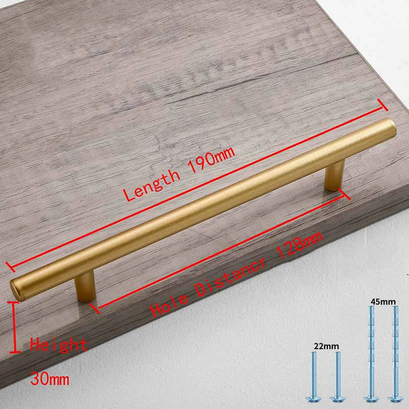 Mattgoldener Aluminium Möbelgriff 96-192mm Modern - Robust