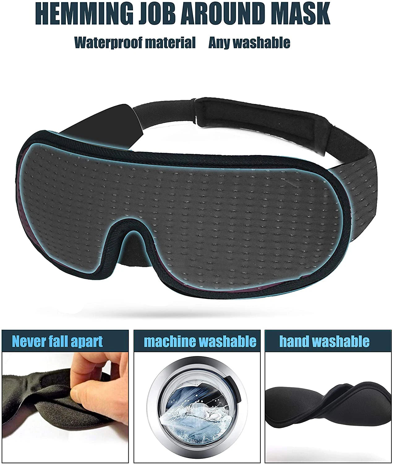 3D Schlafmaske mit Memory Foam – Maximale Lichtblockade - Komfort, verstellbar