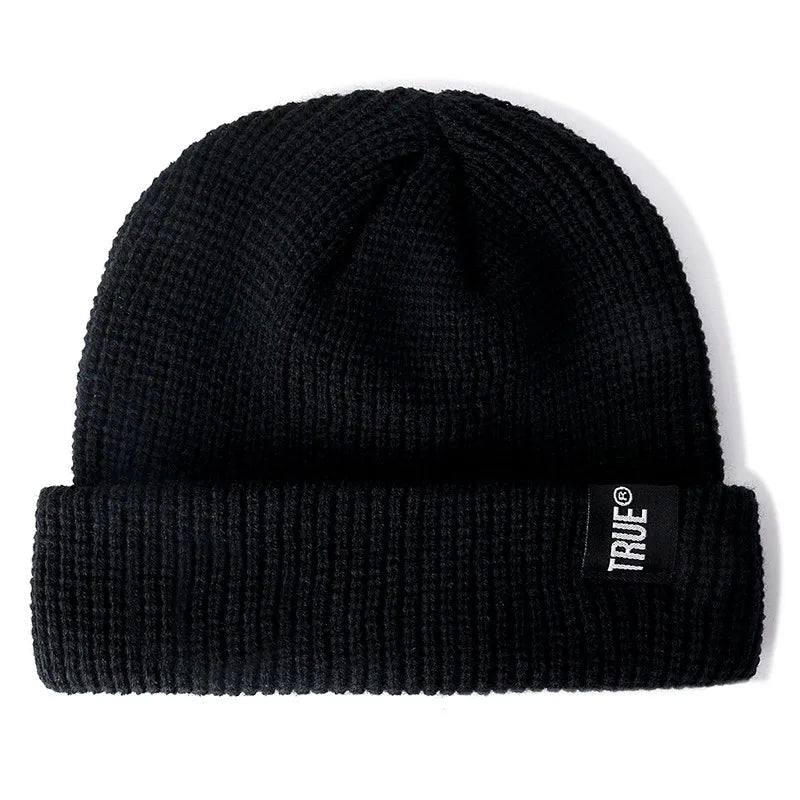 Kurze Unisex Beanie Mütze Gestrickt Winterhut Mit Brief Muster