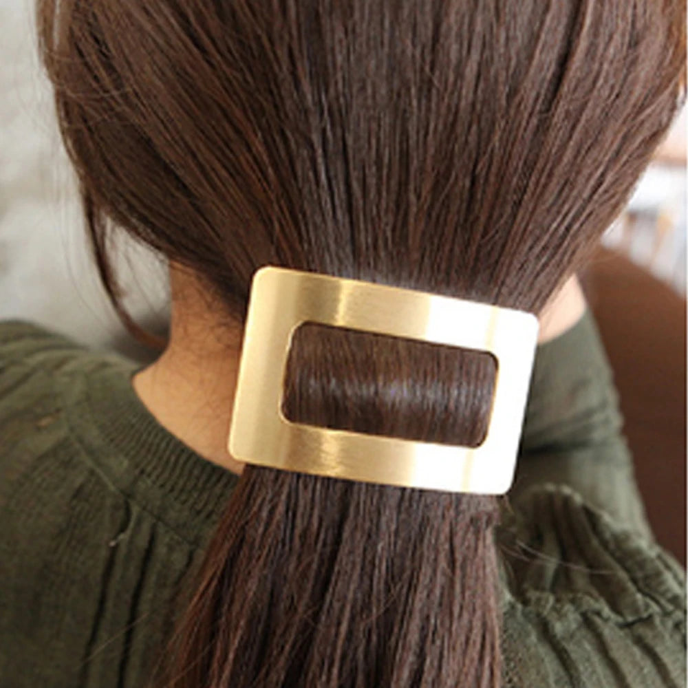 Elegante geometrische Metall-Haarspange in Quadrat - Rechteck – stylisch - stabil