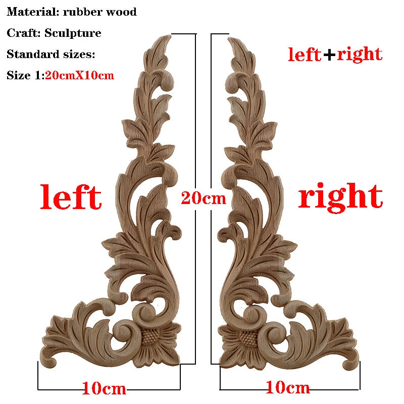 Handgeschnitzte Holzapplikation mit floralem Design