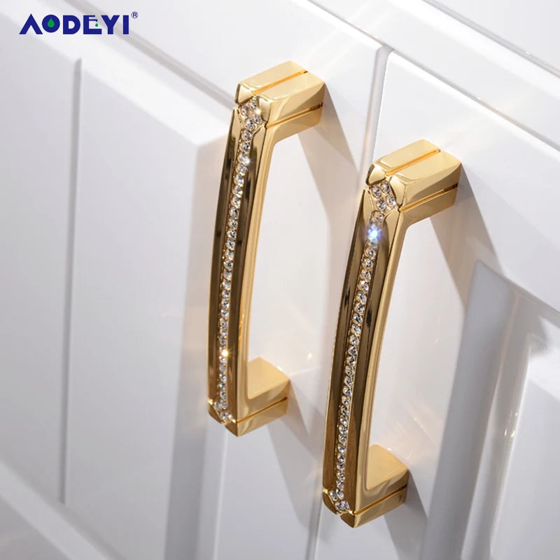Eleganter Kristall Möbelknopf Diamant Optik für Schrank Schublade Gold/Chrom