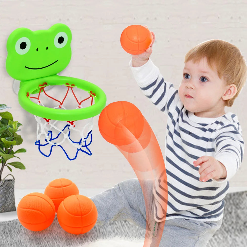 Indoor Badespielzeug Basketballkorb für Kleinkinder | Saugnapf Froschmotiv