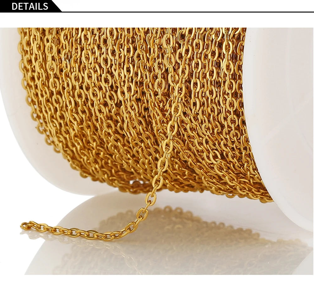 Edelstahlkette 10 Meter für DIY Schmuck 1mm 1.5mm 2mm Gold Silber