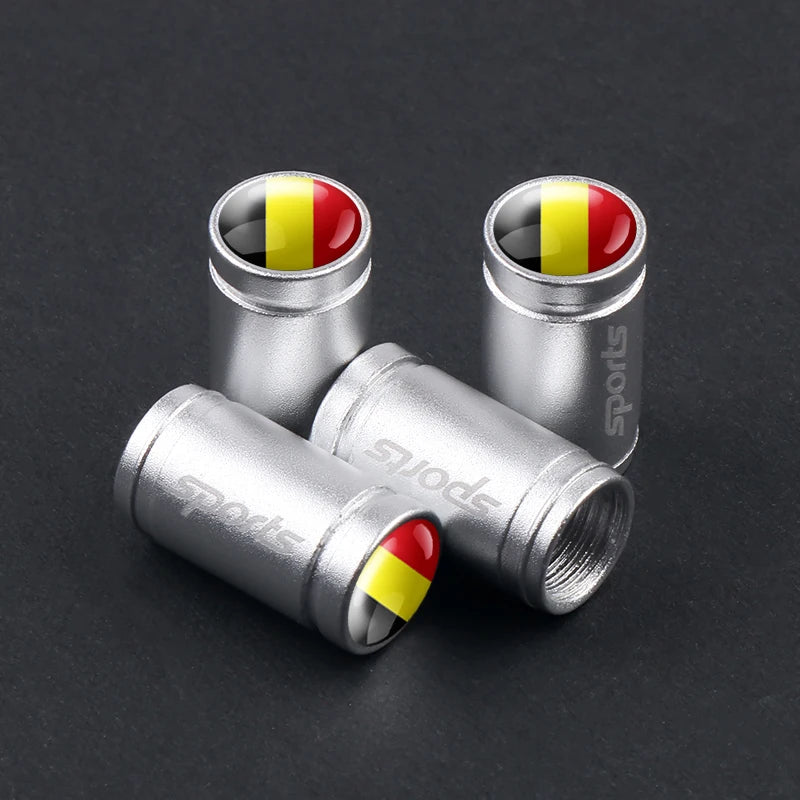 4er Set Aluminium Ventilkappen mit Länderflaggen Auto Reifen Zubehör