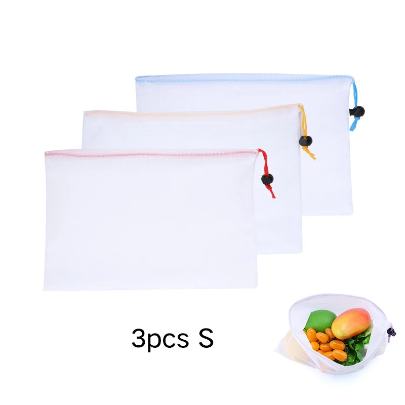 Wiederverwendbare Netzbeutel für Obst Gemüse und Spielzeug