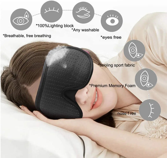 3D Schlafmaske mit Memory Foam – Maximale Lichtblockade - Komfort, verstellbar