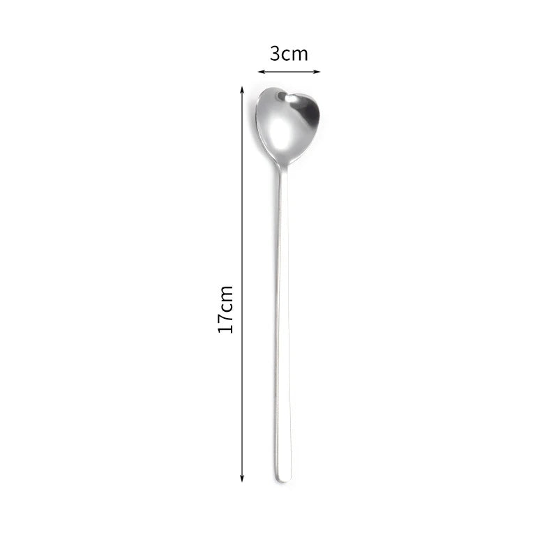 Herzförmiger Edelstahl-Löffel – stilvoll & langlebig, Silber/Gold, 13,5–17 cm