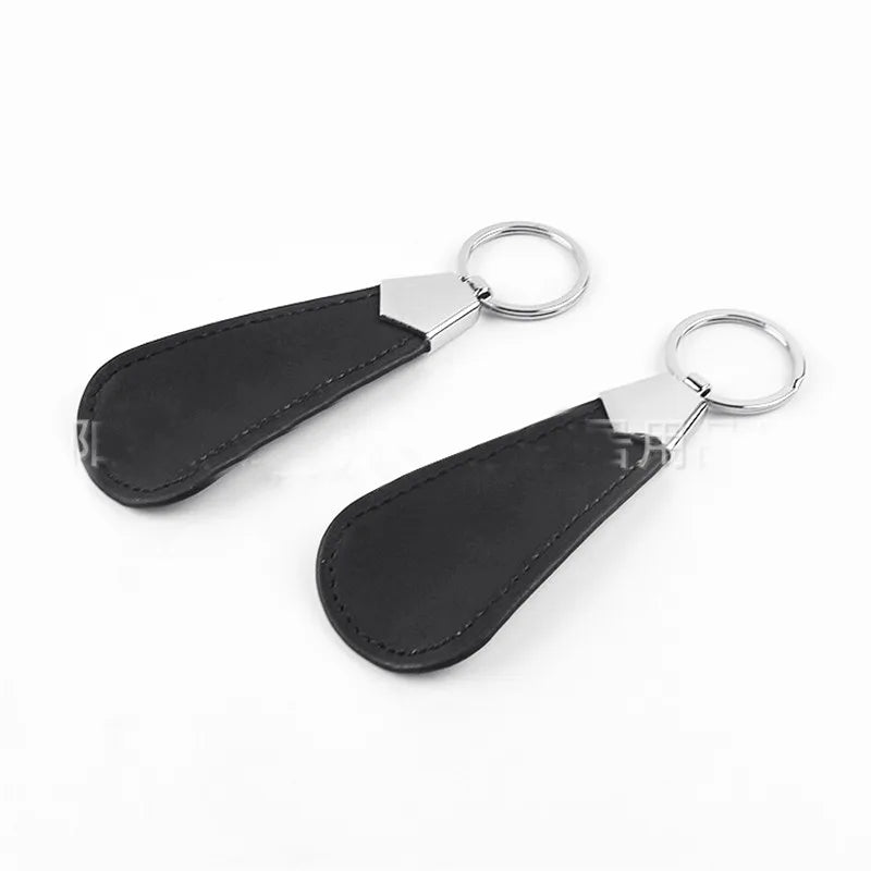 10cm Mini Schuhlöffel aus Edelstahl mit Faux Leder Schlüsselanhänger