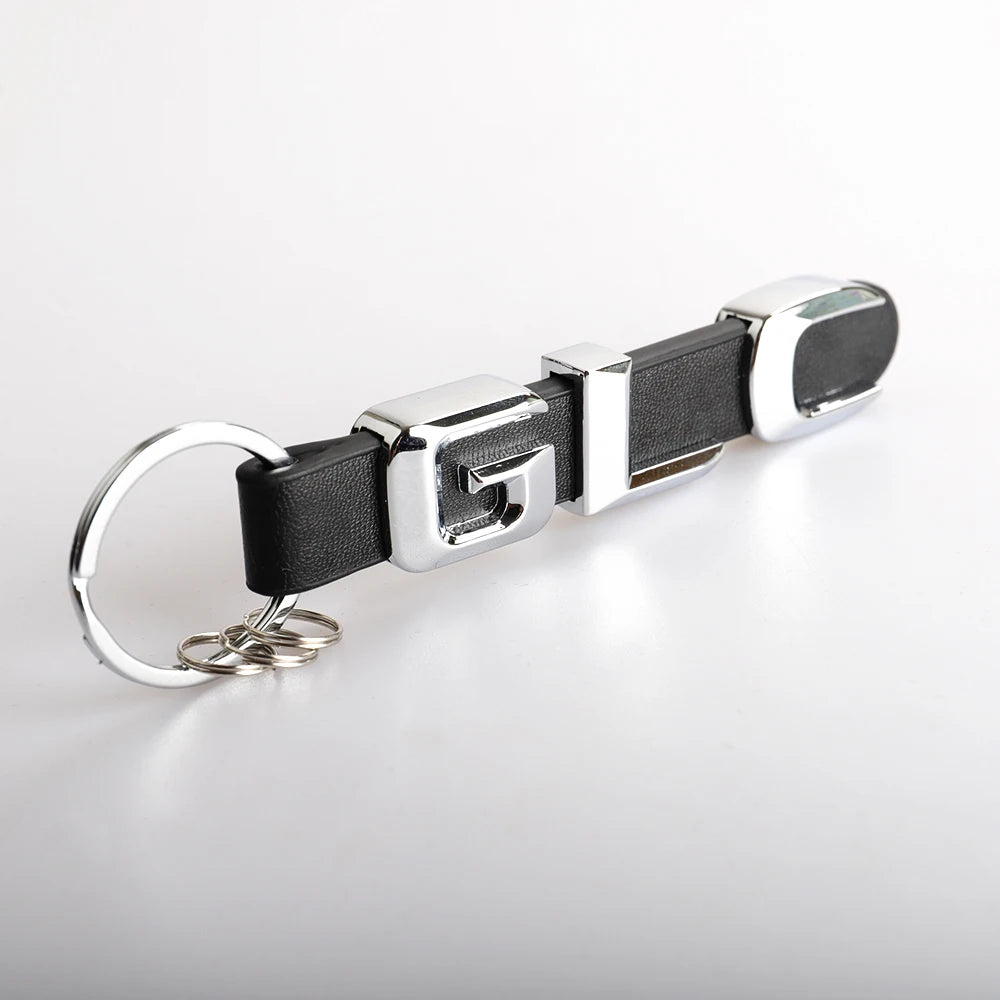 3D Buchstaben Schlüsselanhänger Metall mit Lederband für Autoschlüssel